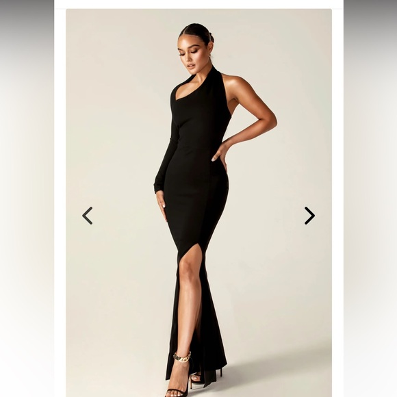 LILUX ONE SHOULDER MODERN MAXI DRESS (BLACK) - Picture 9 of 10